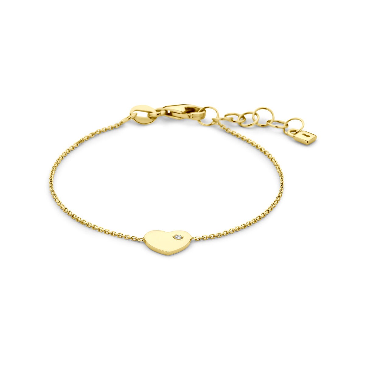 Armband aus 9 Karat Gelbgold mit herzförmigem Anhänger und Zirkonia