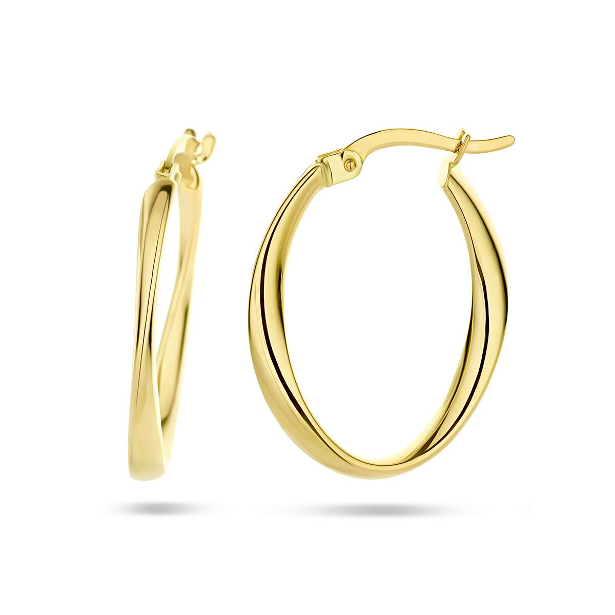 9k Ohrringe oval gedrehtes Rohr 24 mm 9K Gelb