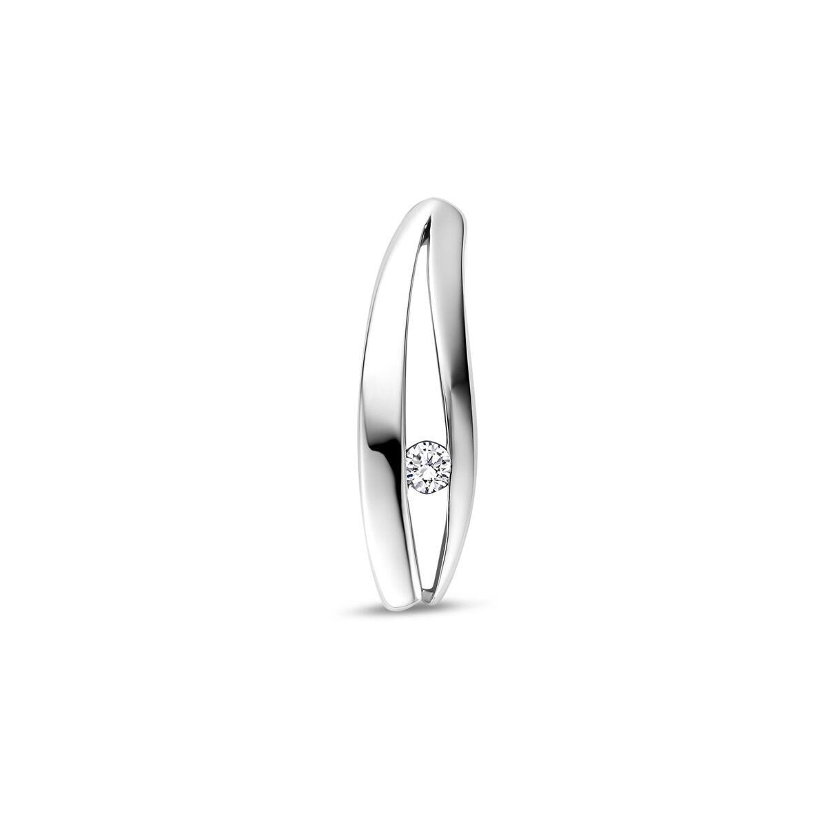 Silberne Damenhänger mit lab-grown Diamant und rhodiniertem Finish, 18 mm lang