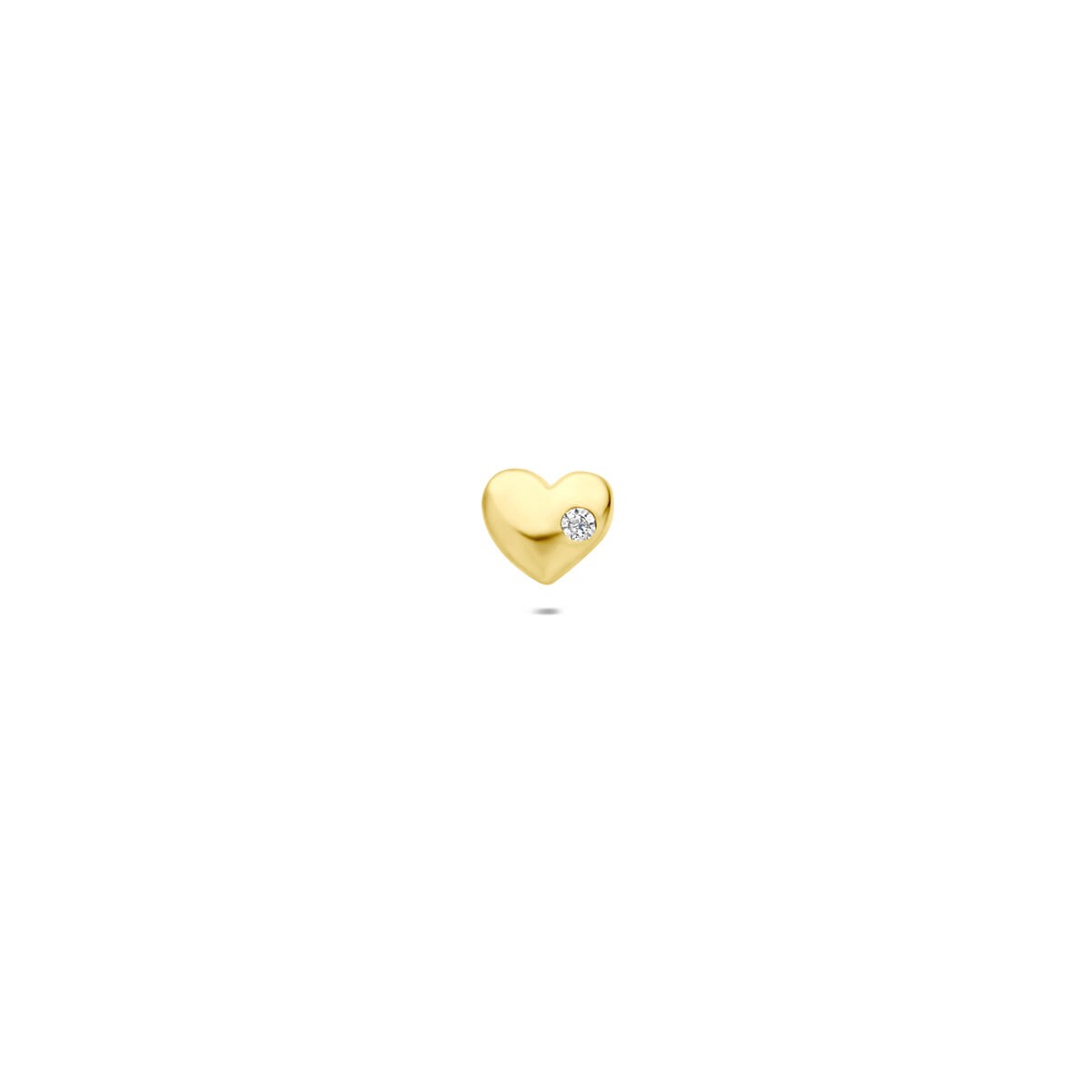9k gelbgoldene Piercing in Herzform mit Zirkonia