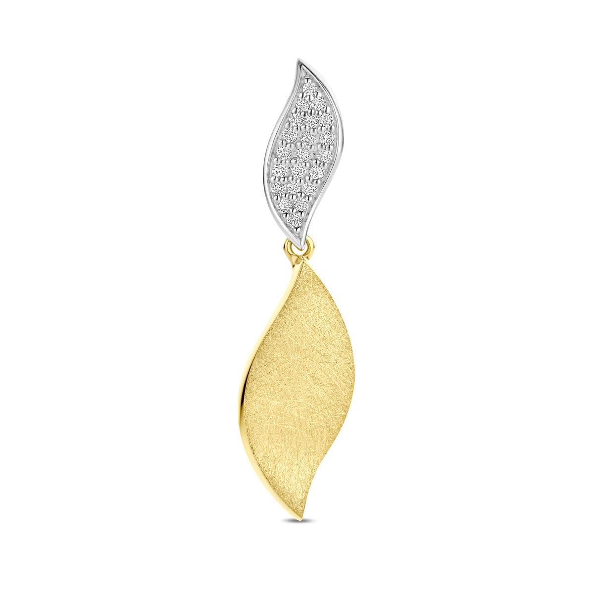 Hänger aus 14K bicolor Gold in Gelb und Weiß mit mattem und poliertem Finish sowie Diamanten