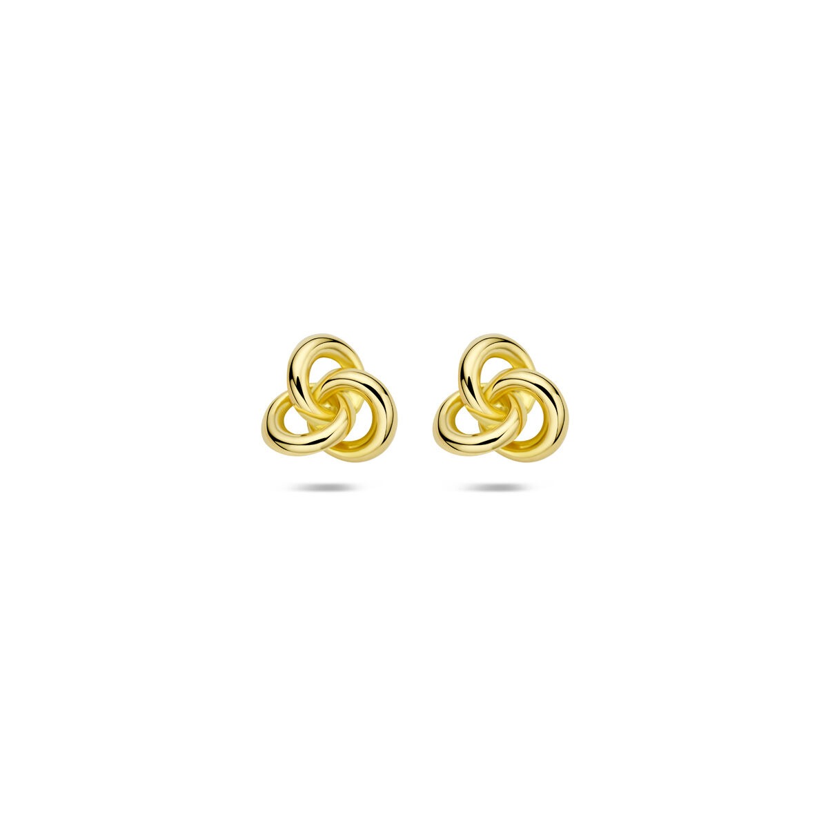 Ohrringe aus 9 Karat Gelbgold mit einem dreifachen Knoten-Design, Durchmesser 7 mm