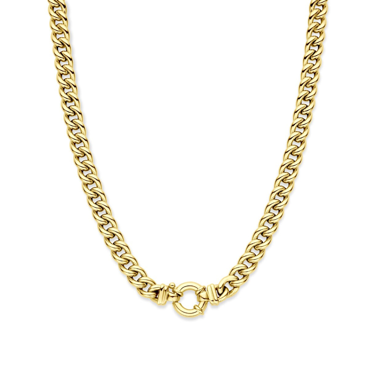 Gourmette-Kette aus 14k Gold, 9 mm breit mit klassischem Karabinerverschluss