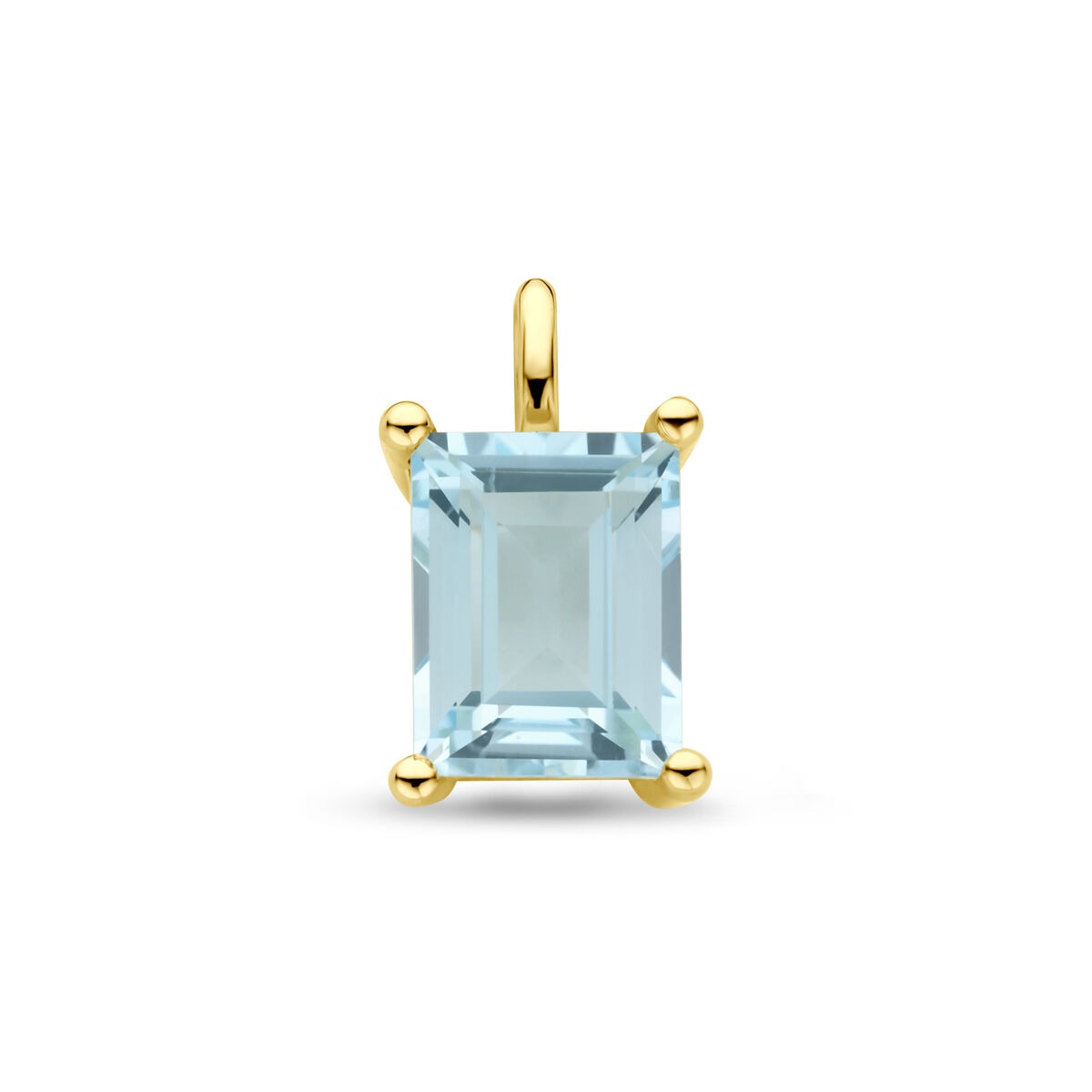 Vergoldeter Silberanhänger mit himmelblauem Topas in rechteckiger Form, 14,5 x 8,5 mm