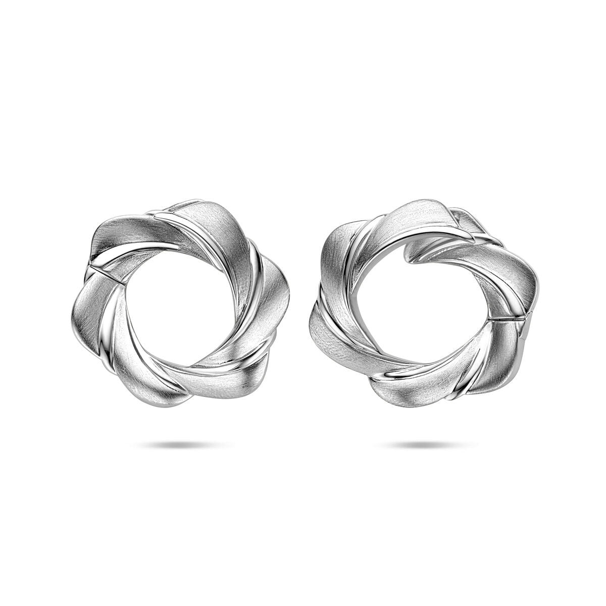 Klapp-Ohrringe aus rhodiniertem 925 Silber mit geschwungenem, floralem Design