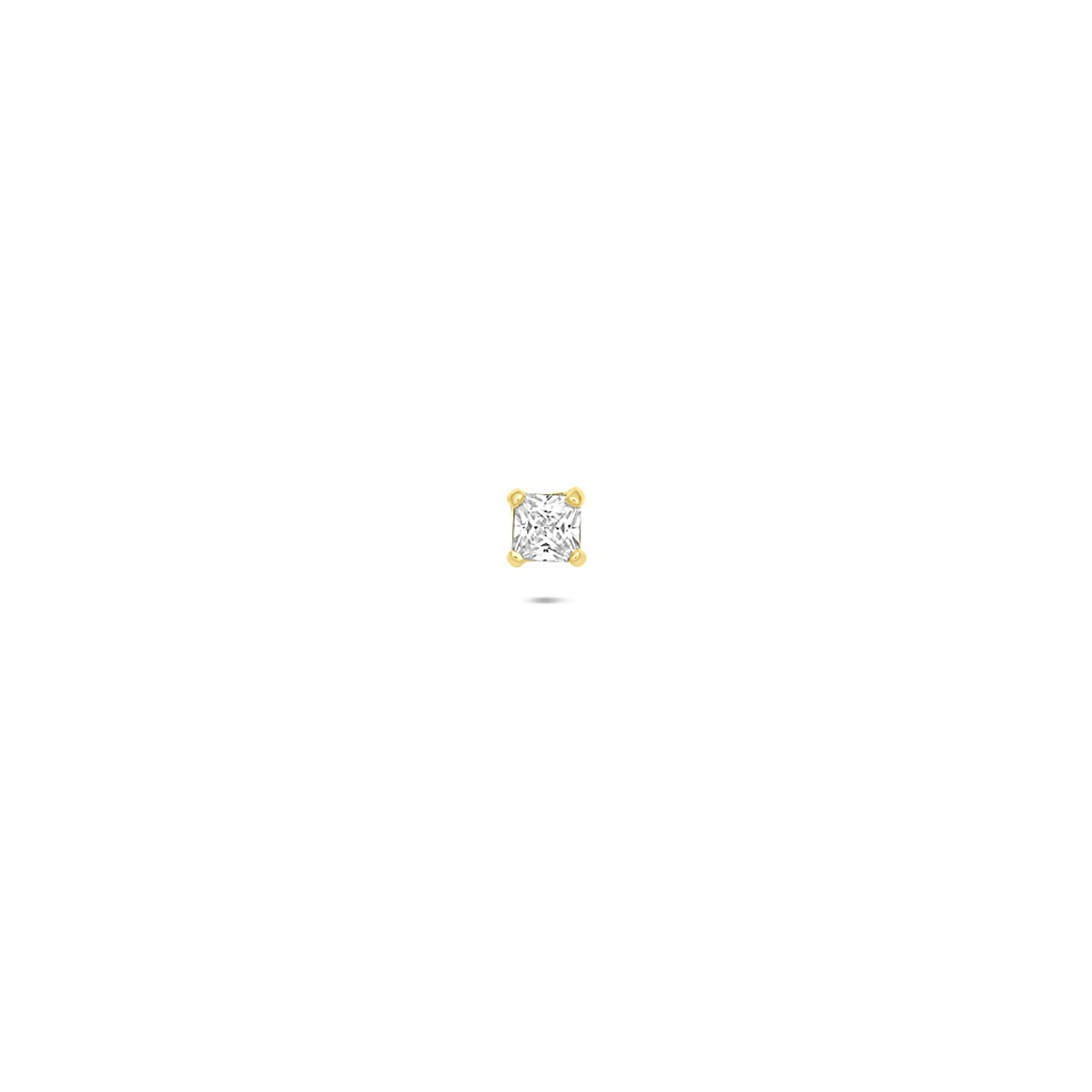 14k goldene Flat Back Piercing mit 2,5 mm Zirkonia in quadratischer Form