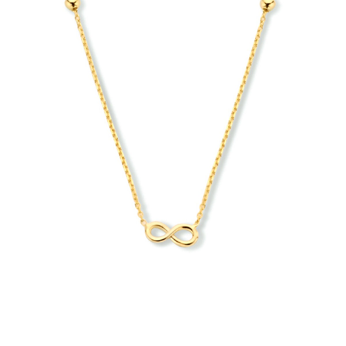 Collier aus 9 Karat Gelbgold mit unendlichem Anhänger in der Mitte