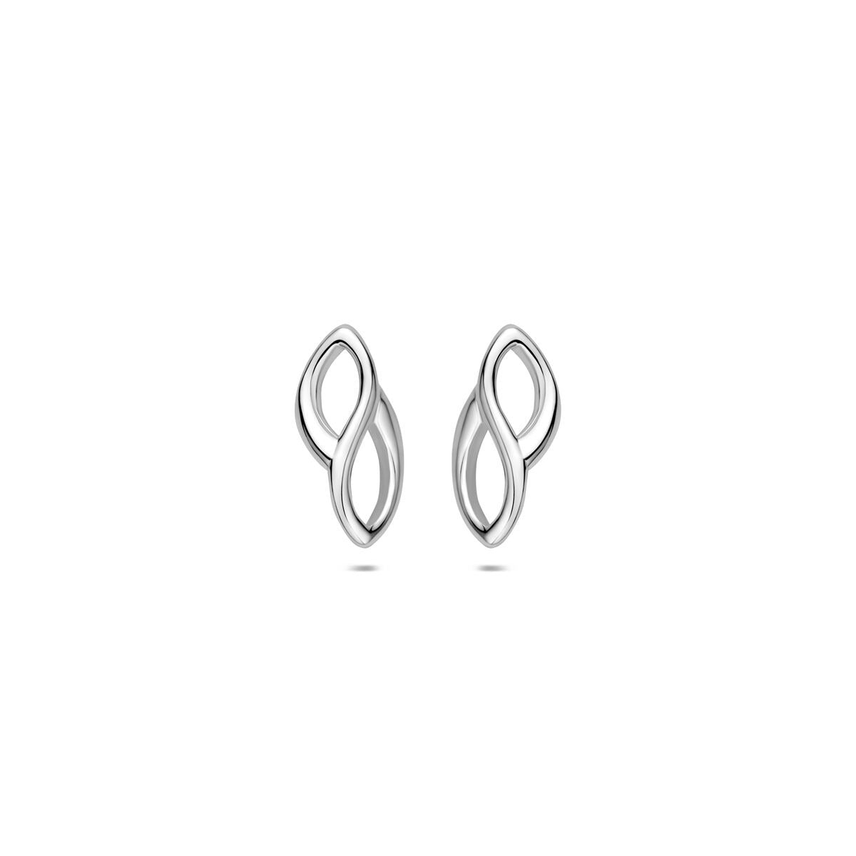 Gerhodinierte Ohrringe aus 925 Silber in geschwungener Form mit modernem Design
