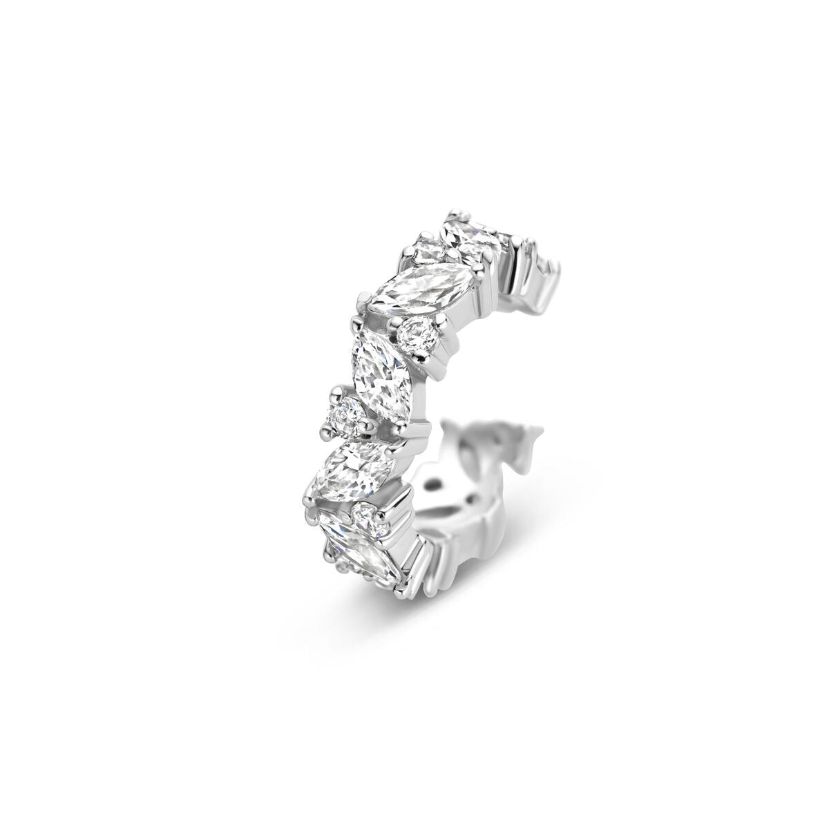 Zilberner Ear Cuff aus rhodiniertem 925 Silber mit Zirkonia-Steinen in verschiedenen Formen