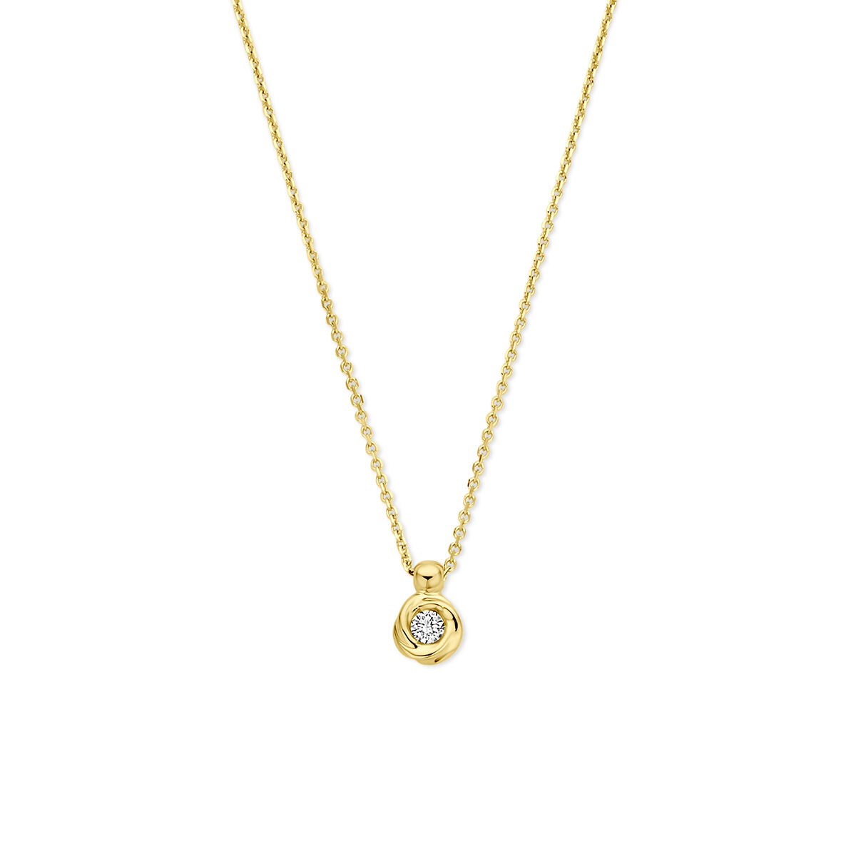 Kette aus 14k Gelbgold mit rundem Anhänger und lab-grown Diamant