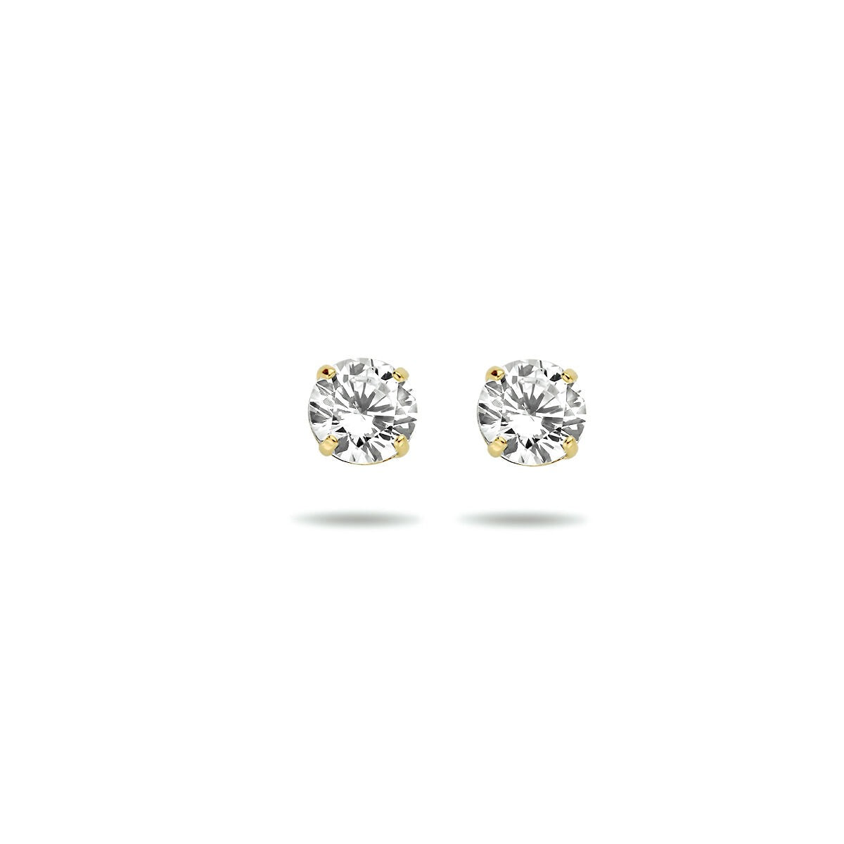 9k Gelbgold-Ohrstecker mit Zirkonia in runder Form und vierkralliger Fassung