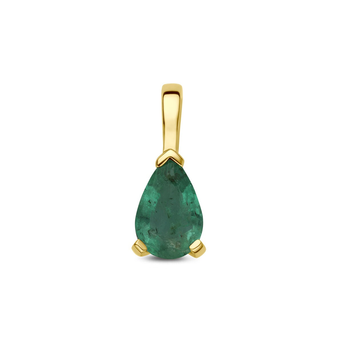 Hänger aus 14k Gelbgold mit tropfenförmigem Smaragd