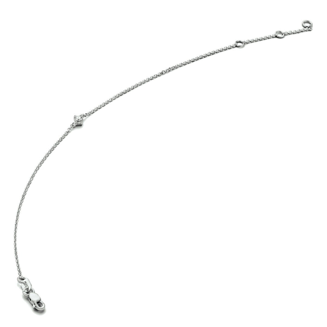 14k Witgouden armband met diamant 0,03 ct