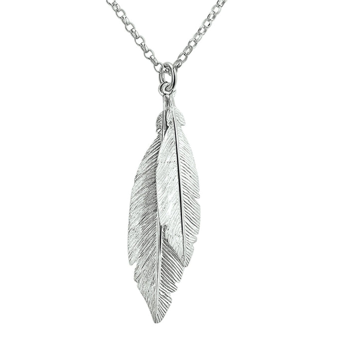 Halskette Federn 41 + 3 cm Silber rhodiniert