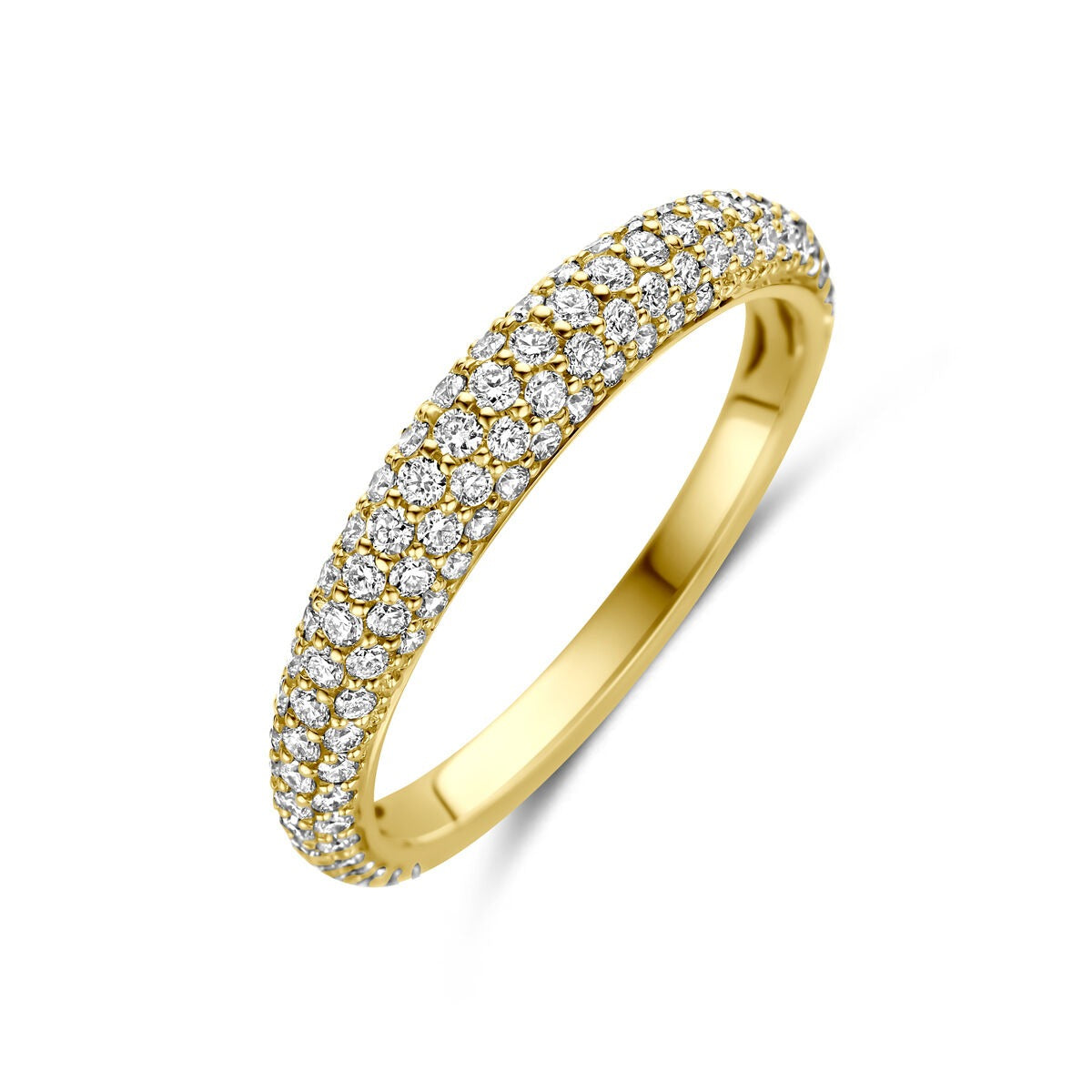 Ring aus 14-karätigem Gelbgold mit zahlreichen funkelnden Diamanten