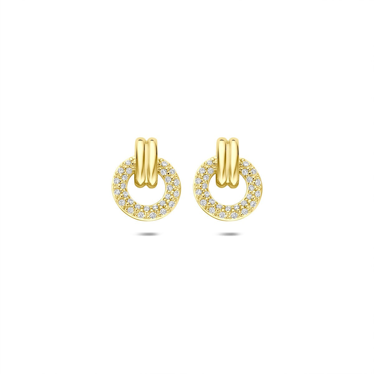 Goldene Ohrstecker 14k mit brillantgeschliffenem Diamanten und kreisförmigem Design