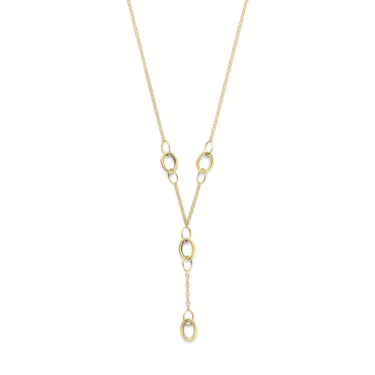 Y-Collier aus 14k Gelbgold mit ovalen Elementen und verlängerndem Anhänger