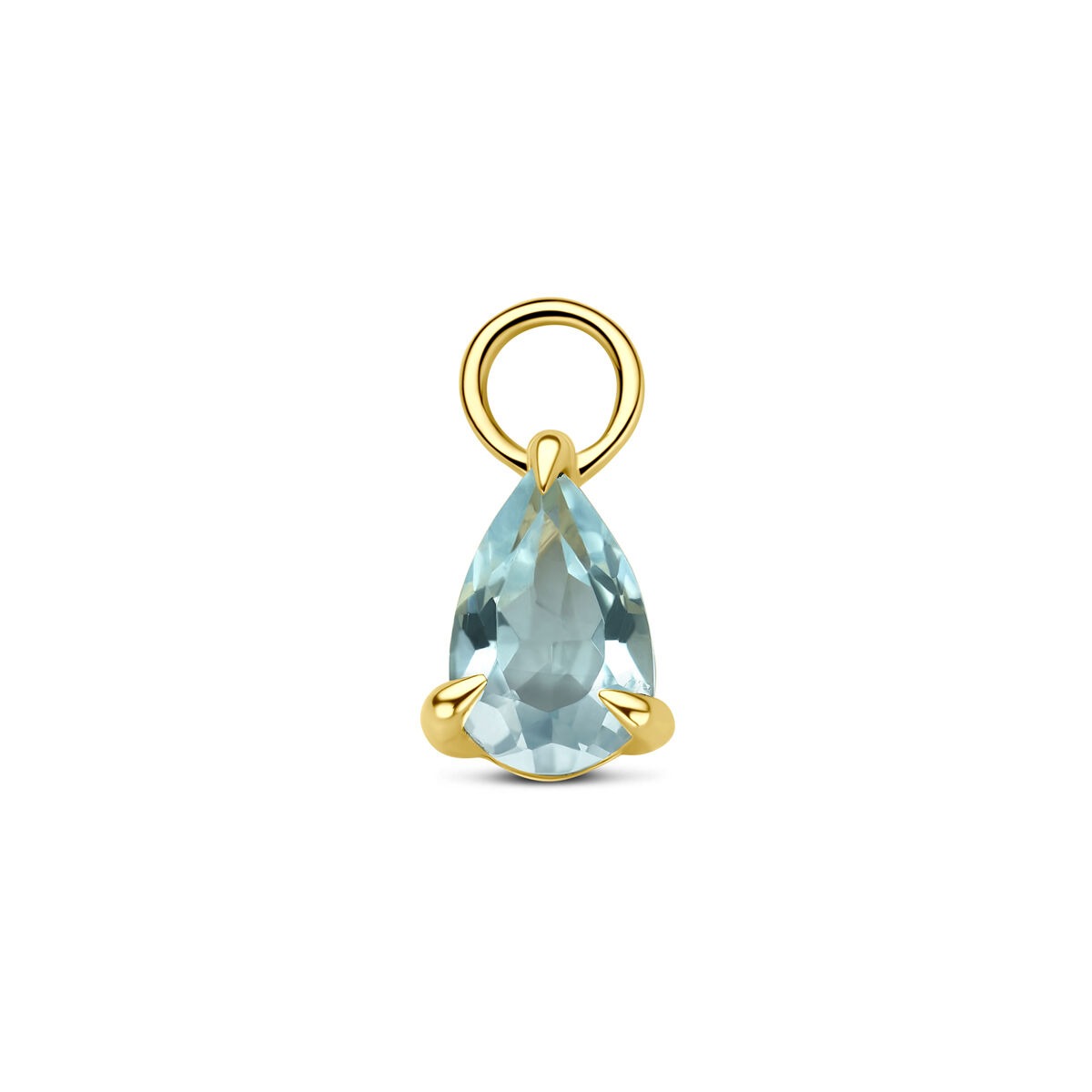 14k gelbgoldene Ohrhänger mit tropfenförmigem blauen Topas