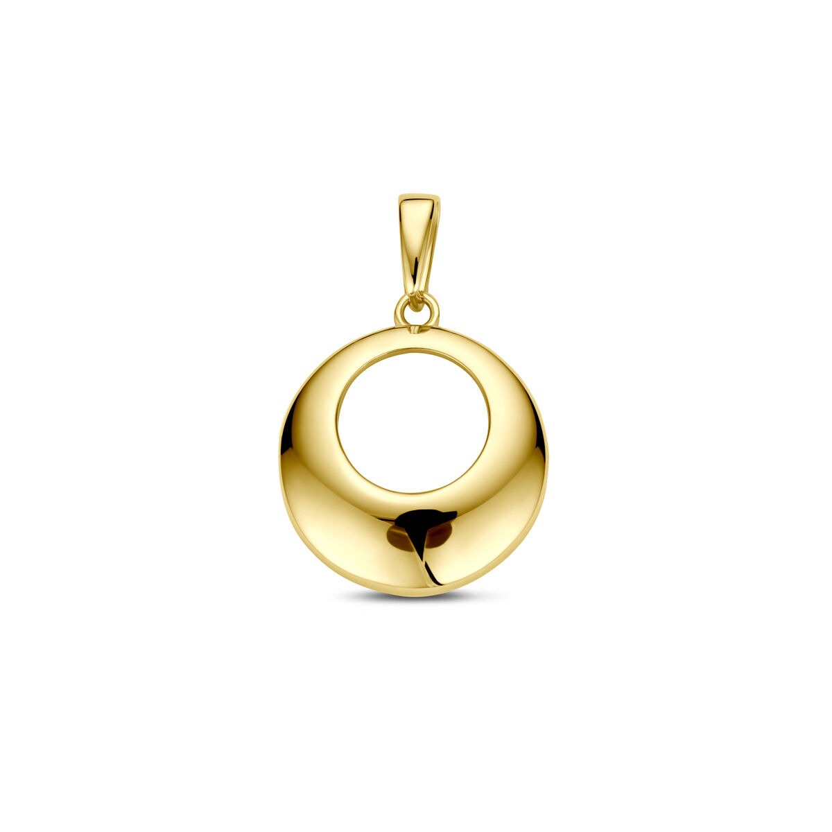 Hänger aus 14k Gelbgold in runder Form mit glänzender Oberfläche und hohlem Inneren