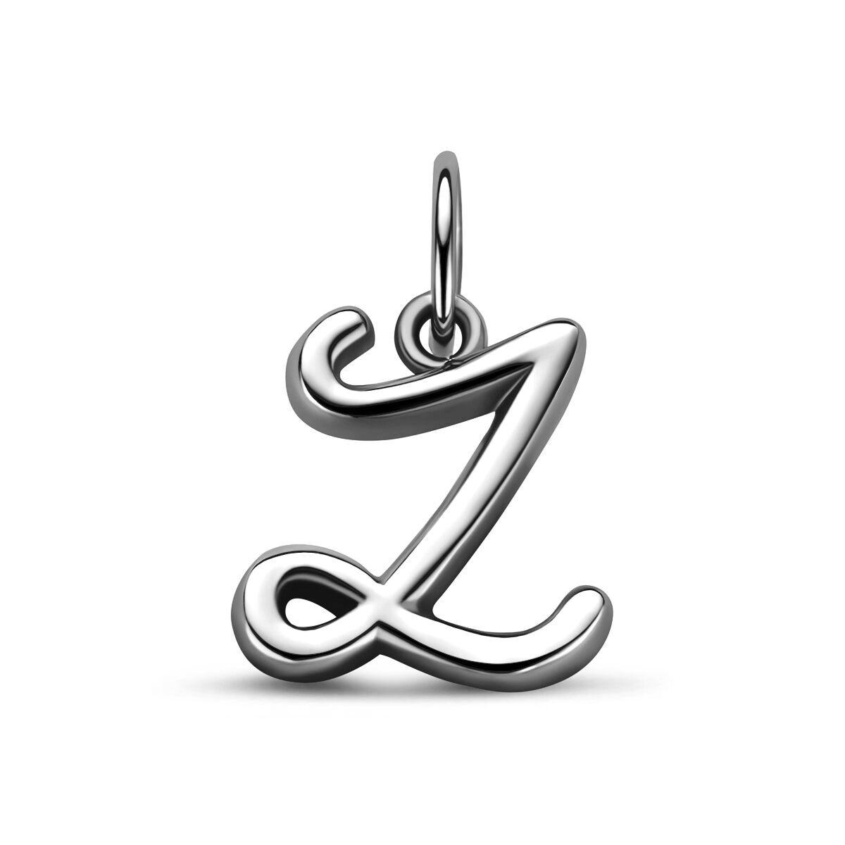 Gerhodinierter silberner Buchstabenanhänger in Form des Buchstabens Z