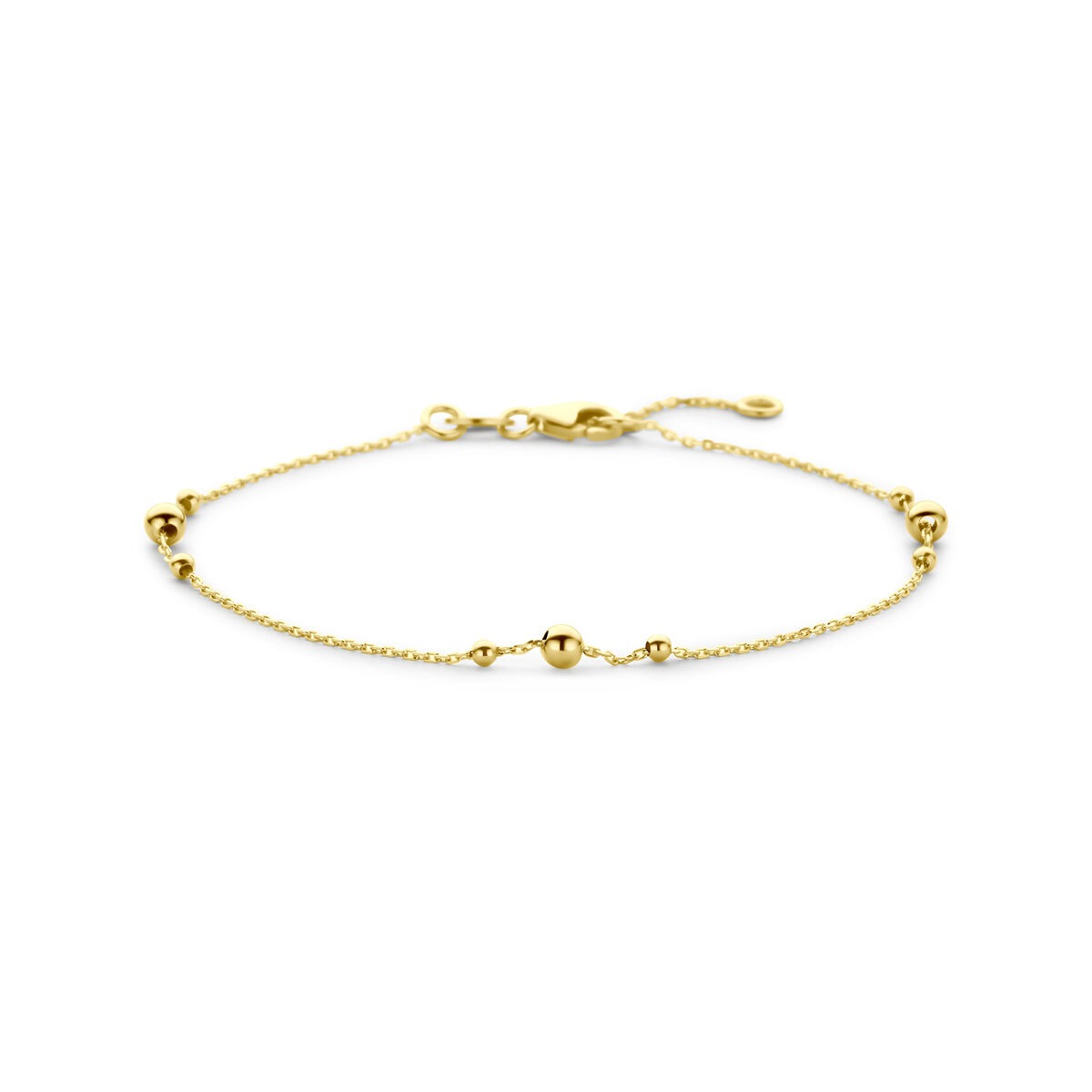 14k Gelbgold-Armband mit kleinen Kugeln und feiner Gliederkette