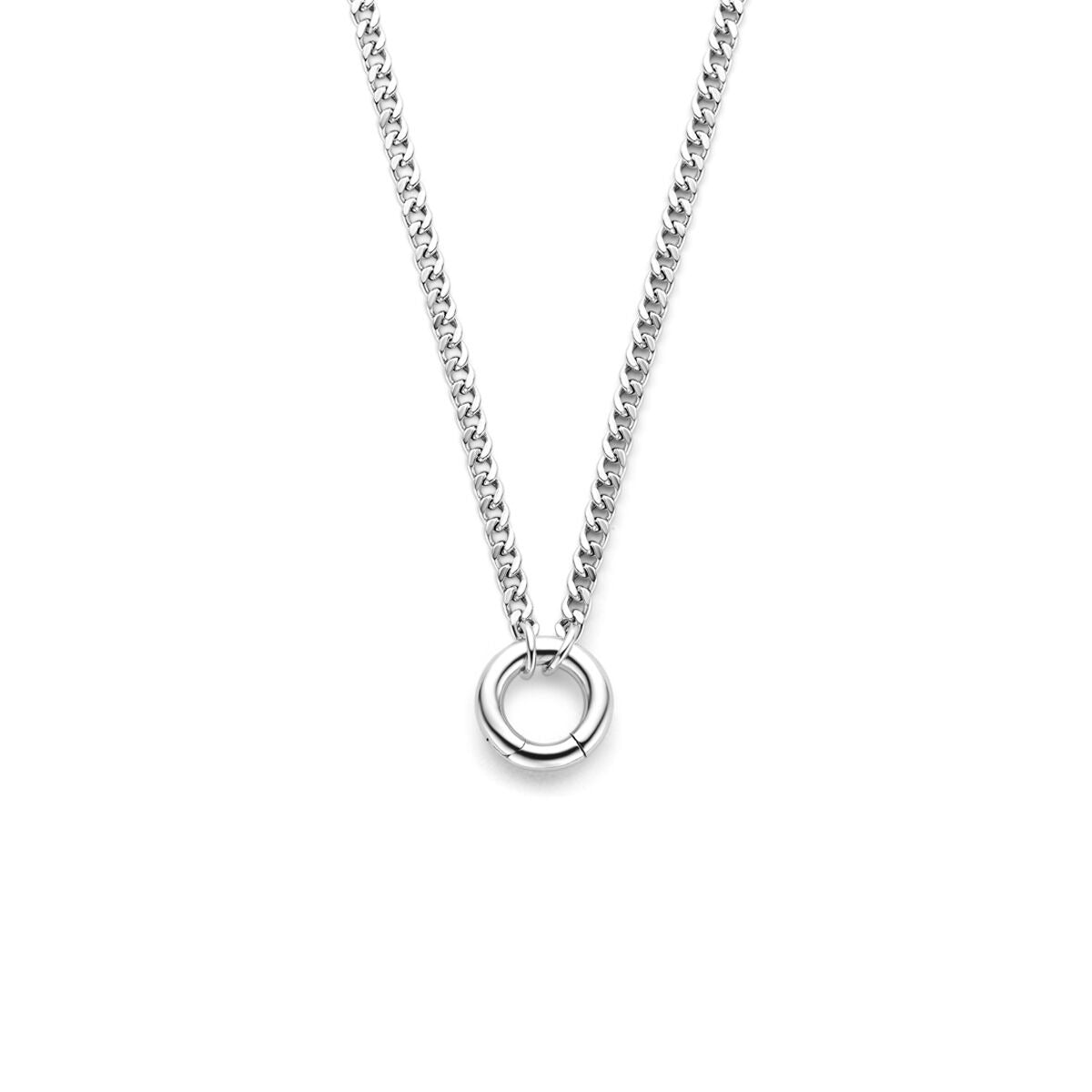 Gerhodinierte Silber-Gourmette-Kette mit runder Verbindungselement