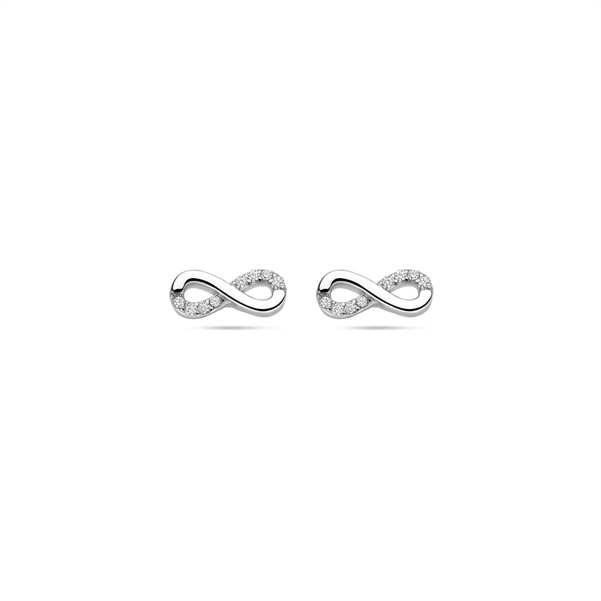 Gerhodineerte 925 Silber Infinity-Ohrstecker mit Zirkonia-Steinen