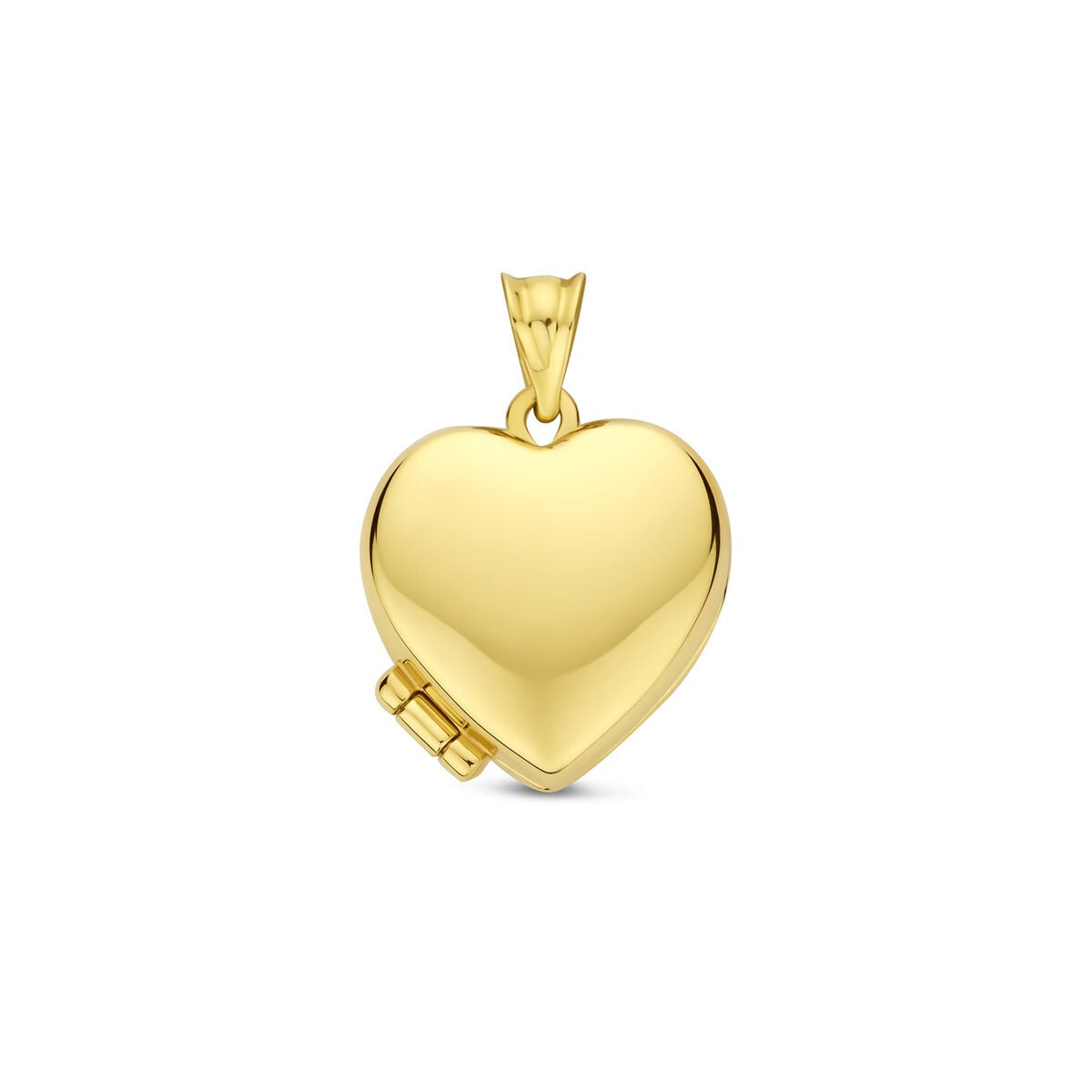 Herzförmiger Medaillon aus 14k Gelbgold mit 15 mm Durchmesser und schlichter Oberfläche