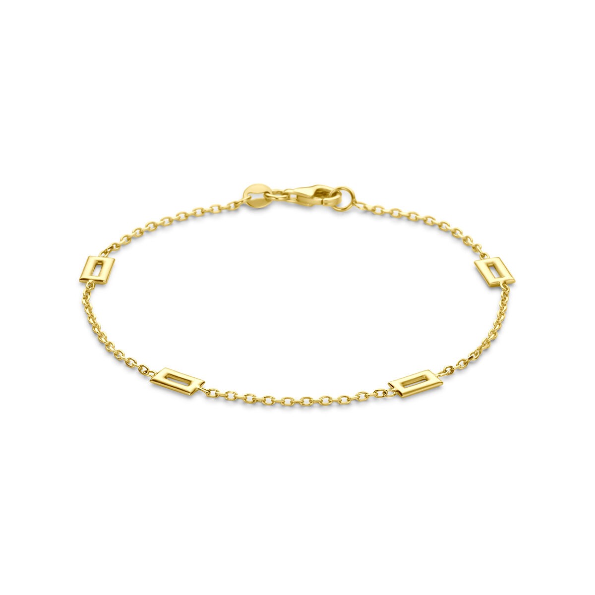 Armband aus 14k Gelbgold mit verspielten Gliedern und Karabinerverschluss
