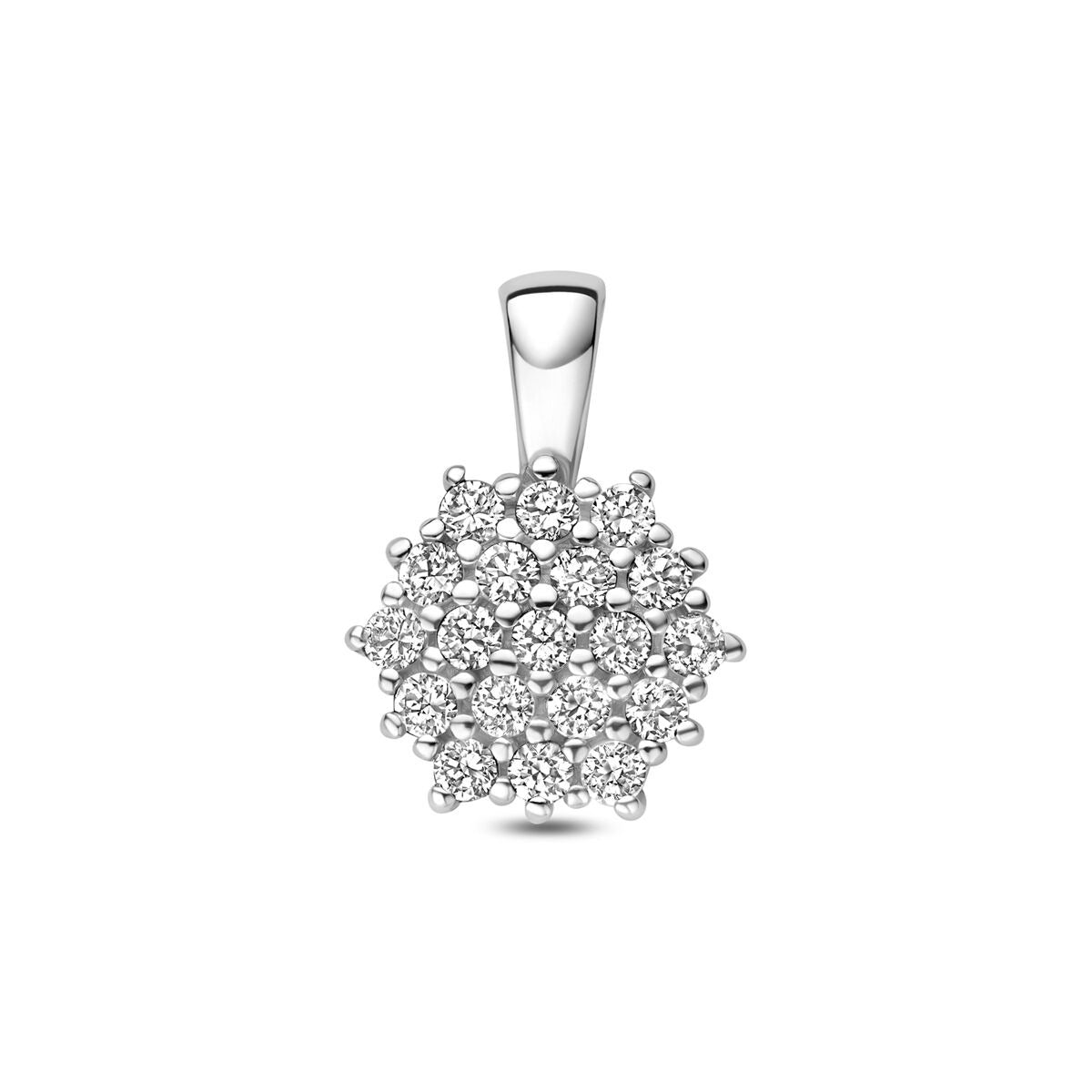 Hänger aus rhodiniertem 925er Silber mit Pavé-Zirkonia in runder Form