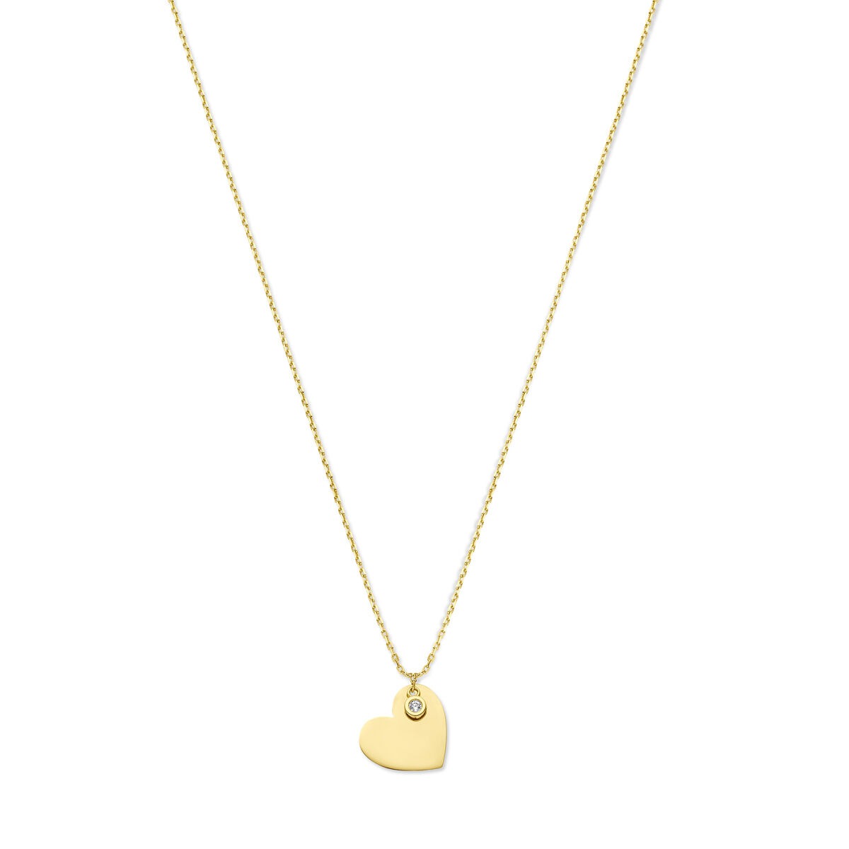 14k gelbgoldenes Collier mit Herz und Zirkonia-Anhänger