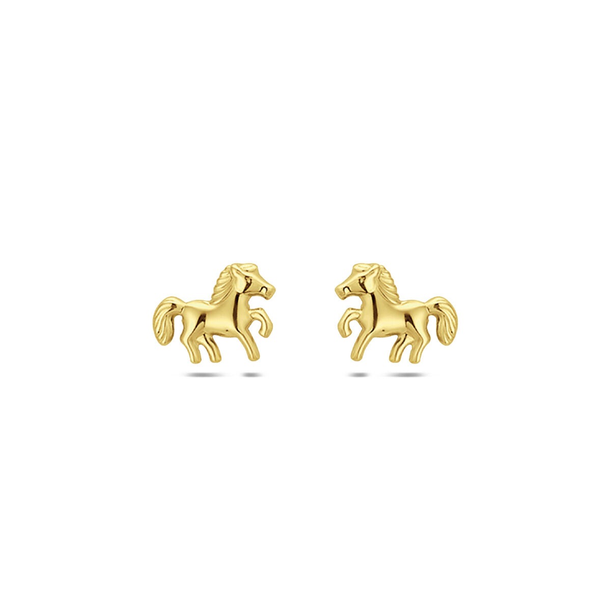9k Geelgouden paard oorknopjes