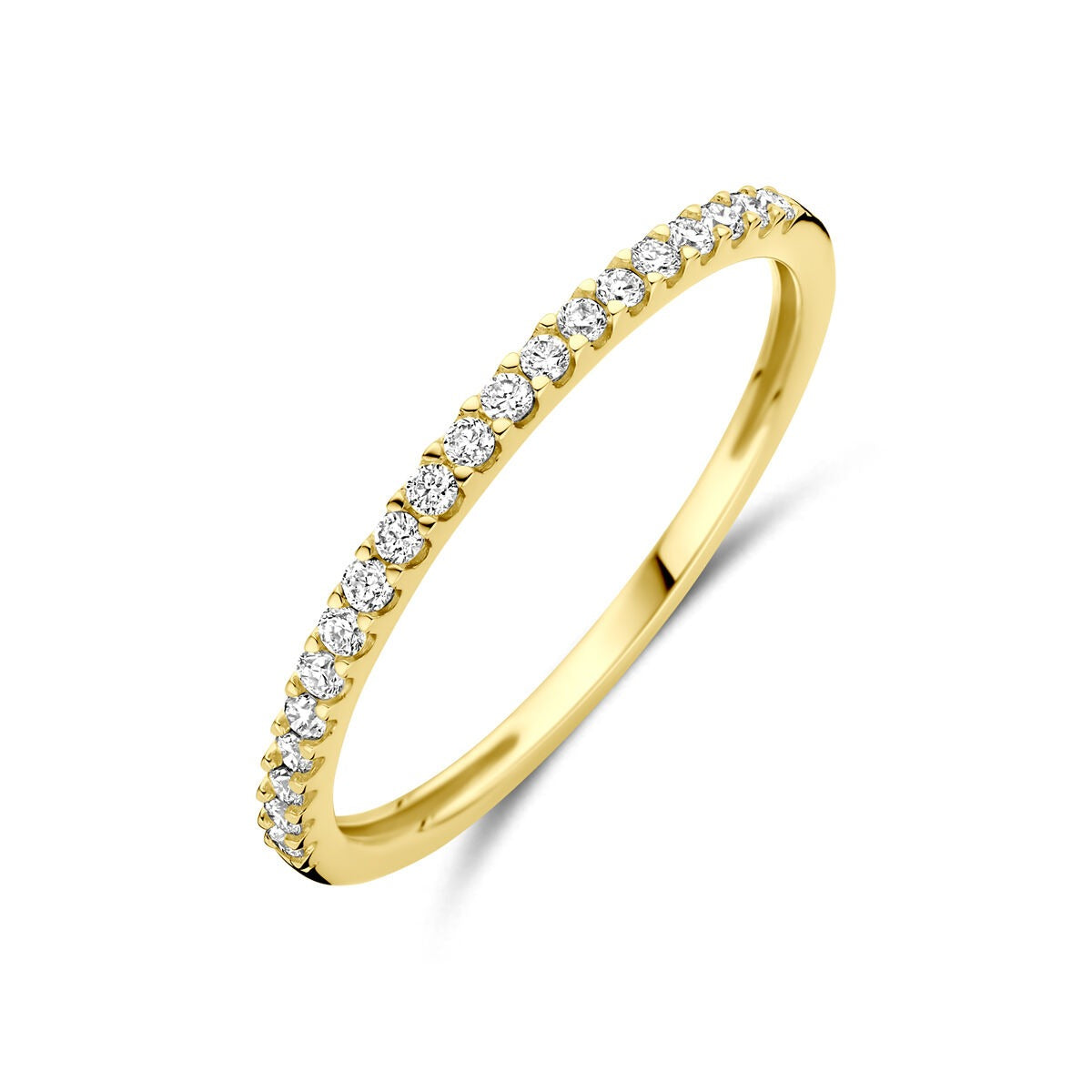 Ring aus 14k Gelbgold mit 0,15 ct lab-grown Diamanten in einer schmalen, glänzenden Fassung