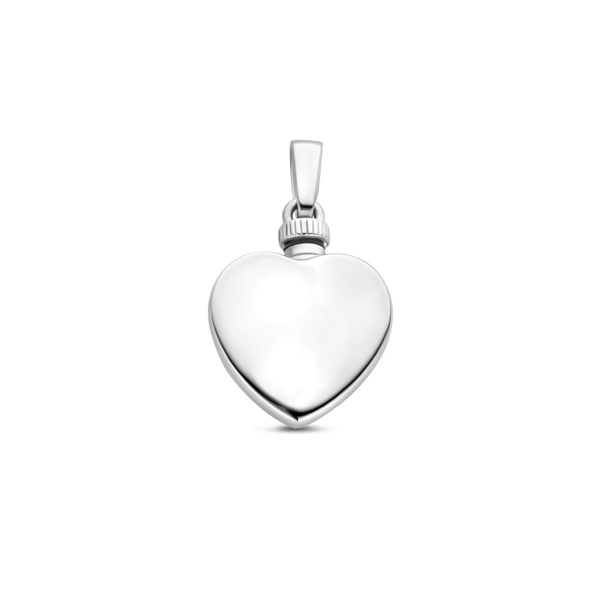 Halsanhänger in Herzform aus 925 Silber mit glänzender Oberfläche und Schraubverschluss