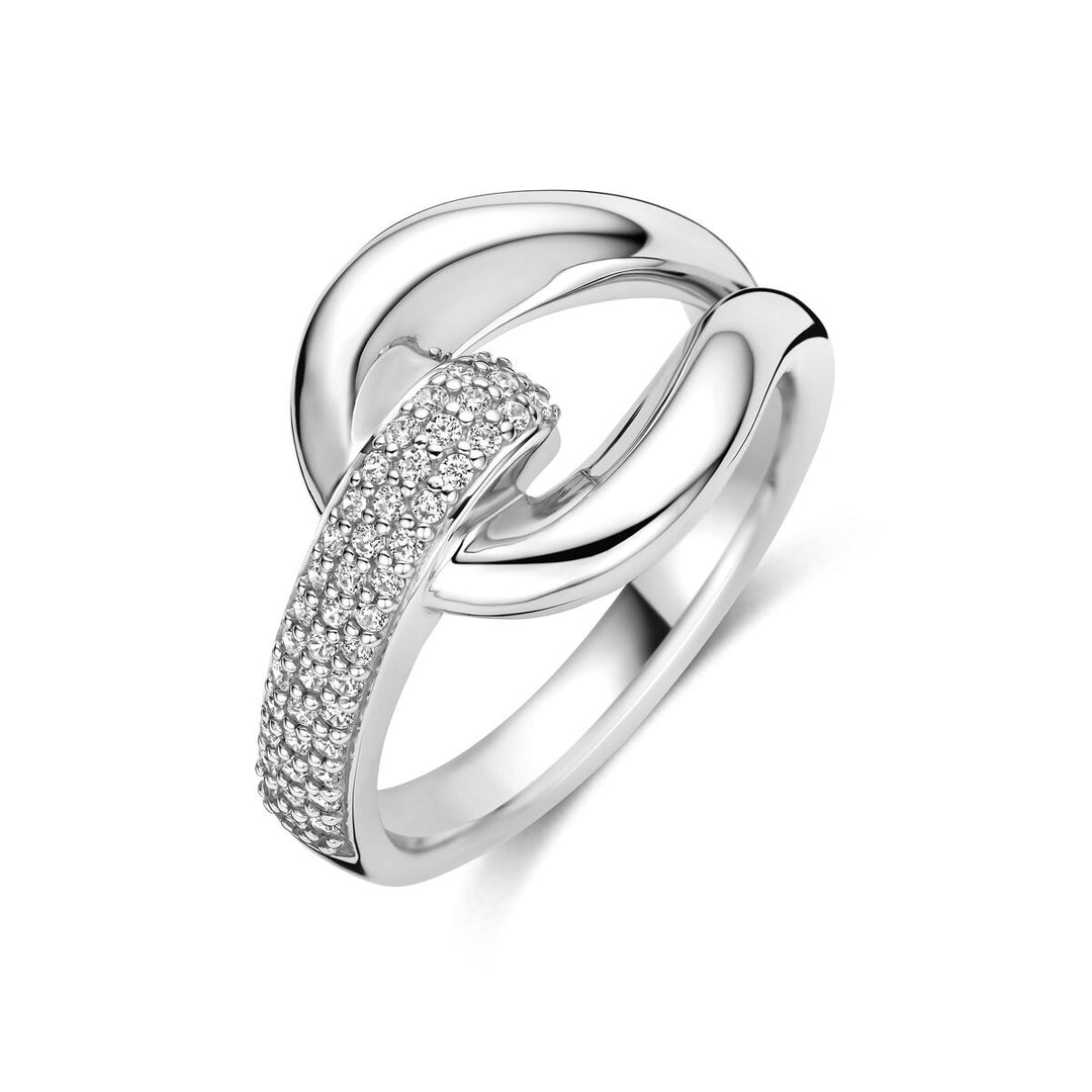 Rhodinierter 925er Silberring mit Pavé-Zirkonia