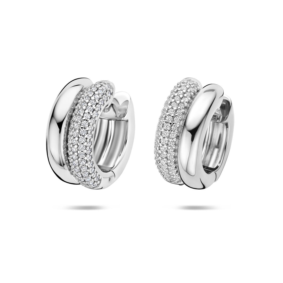 Gerhodineerte Klapp-Ohrringe aus Silber mit Zirkonia, 17,5 mm, in glänzender Ausführung