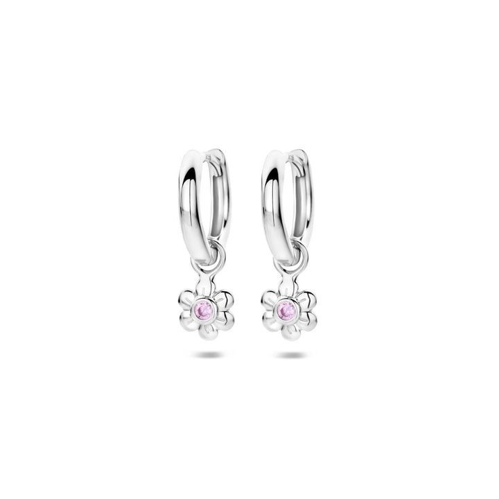 Ohrringe Blume rosa Zirkonia Silber rhodiniert