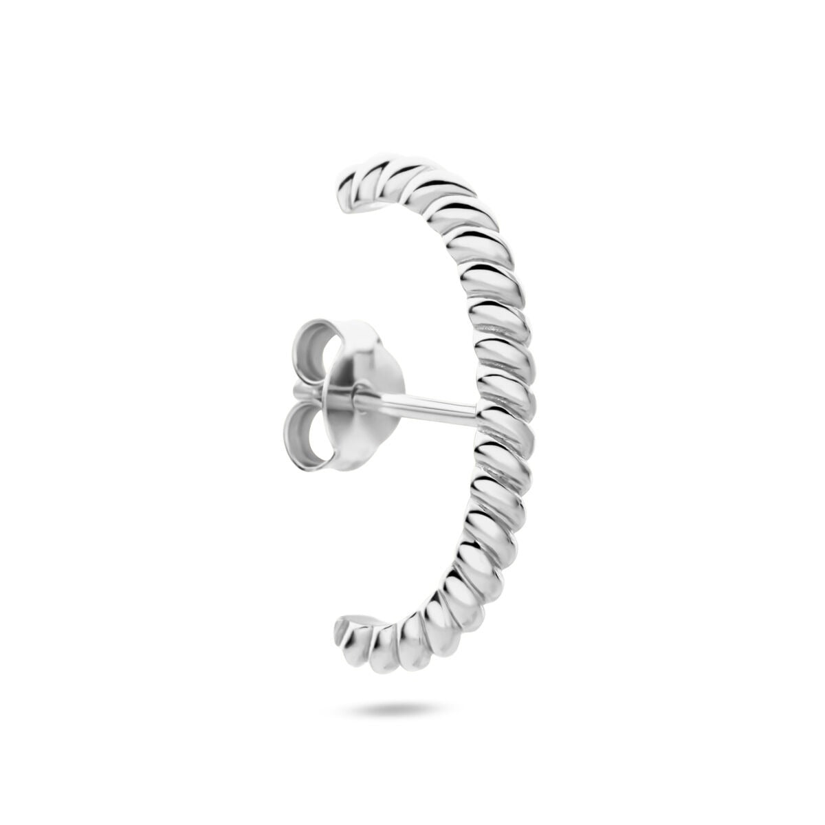 Gerhodinierte 925 Silber Ohrhänger mit gedrehter Form und glänzender Oberfläche