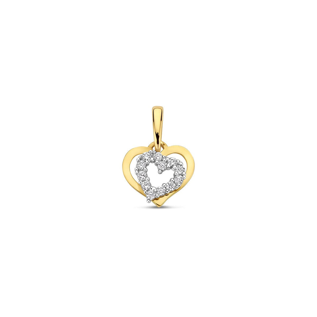 9k Bicolor Hanger Hart met Zirkonia