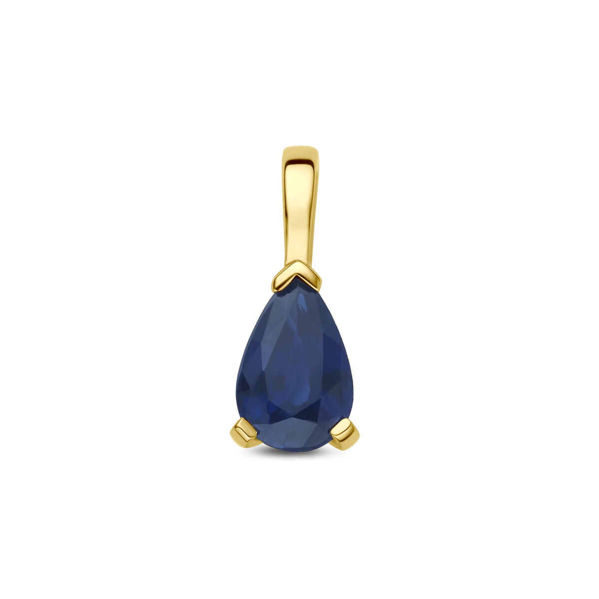 Hänger aus 14k Gelbgold mit tropfenförmigem, blauen Saphir