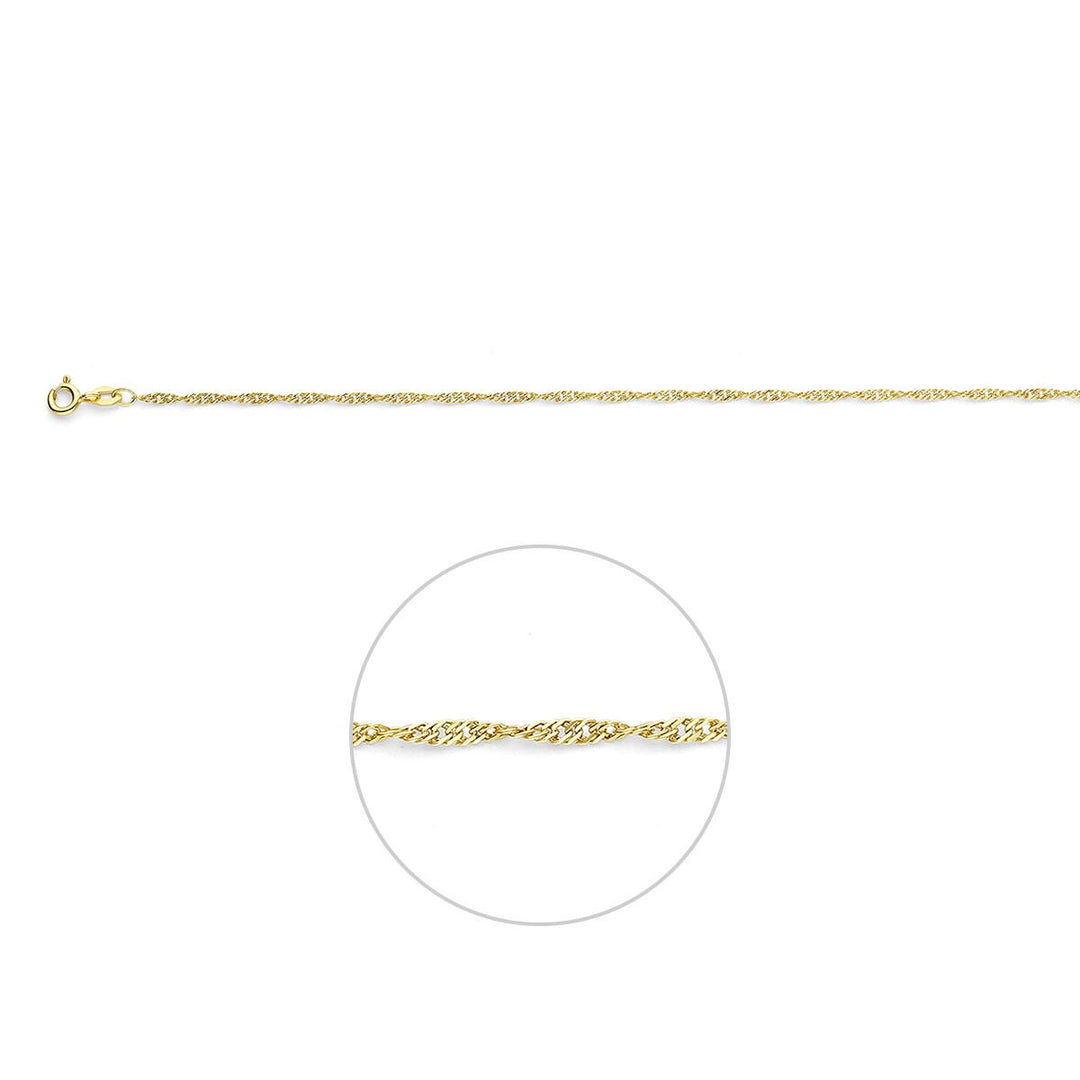 9k Geelgouden dames collier met Singapore schakel – 1,8 mm breed