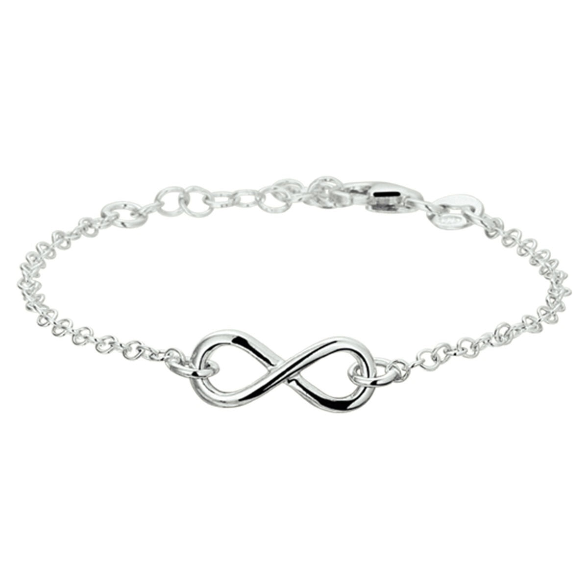 Armband aus rhodiniertem 925 Silber mit unendlichem Zeichen und feiner Gliederkette