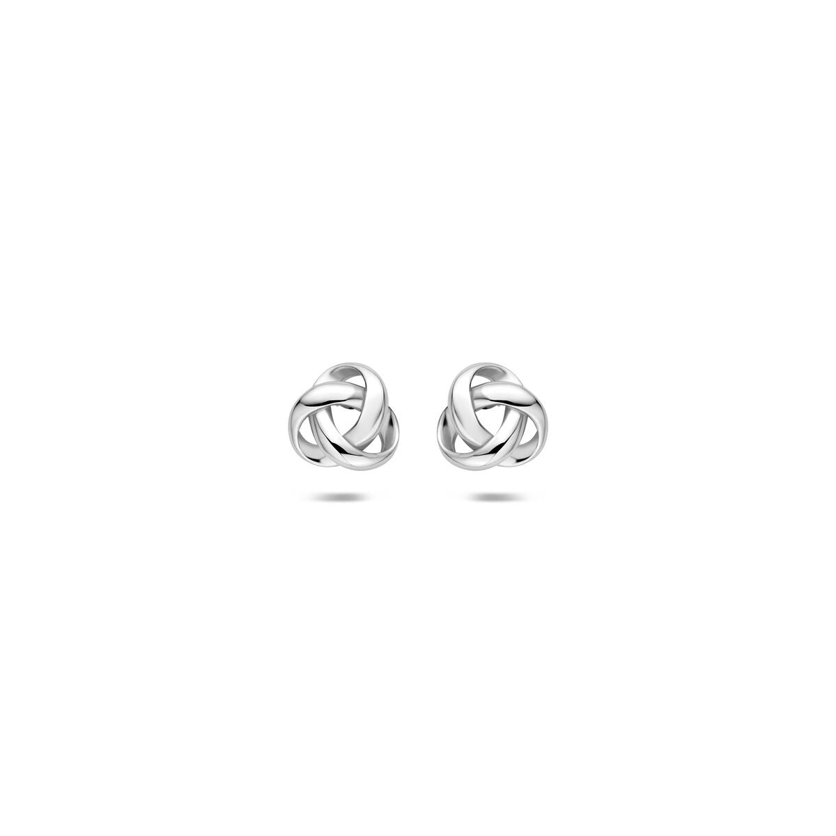 Gerhodineerde silberne Ohrstecker in Knotenform mit glänzender Oberfläche