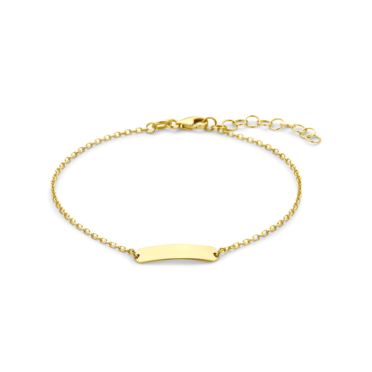 Gravurarmband aus 9-karätigem Gelbgold mit feiner Kette und verstellbarem Verschluss