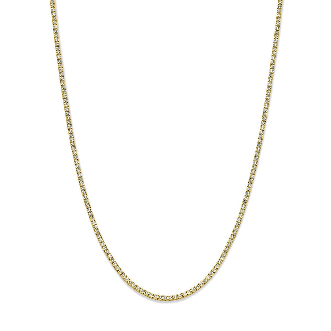 Tennishalskette Diamant 5,00 ct H SI 2,5 mm 42 cm 14 K Gelbgold