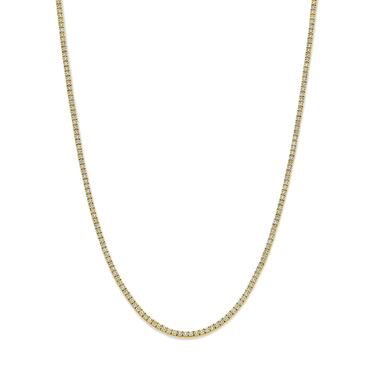 14k gelbgoldenes Tennis-Collier mit Diamanten, insgesamt 5.00 ct, feine Gliederkette