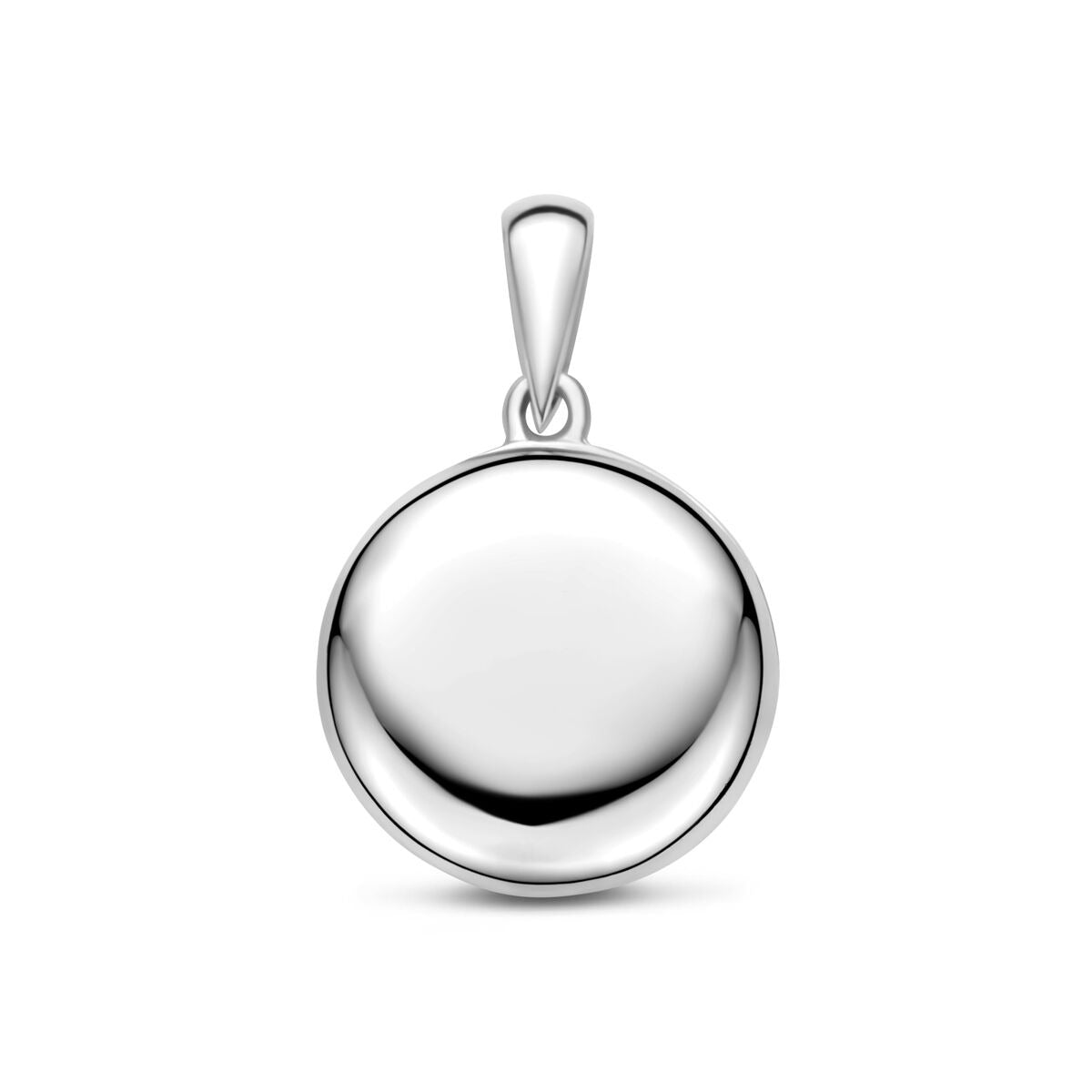 Rundes, rhodiniertes Medaillon aus 925er Silber mit glänzender Oberfläche