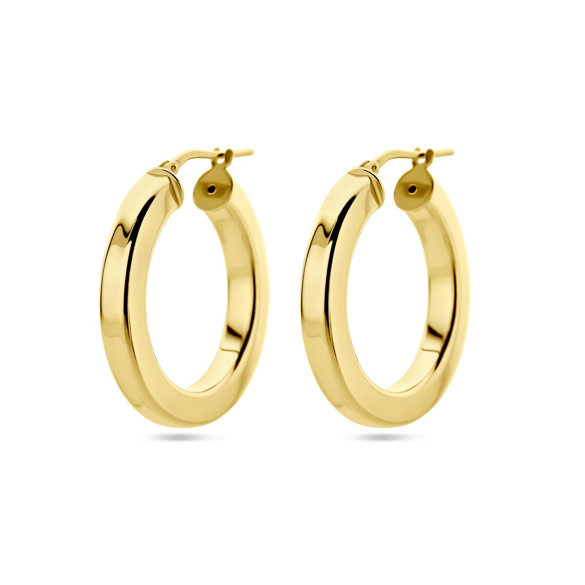 Vergoldete Silberohrringe für Damen, flaches Design, 27,5 mm, aus 925 Silber mit gelbgoldener Oberfläche