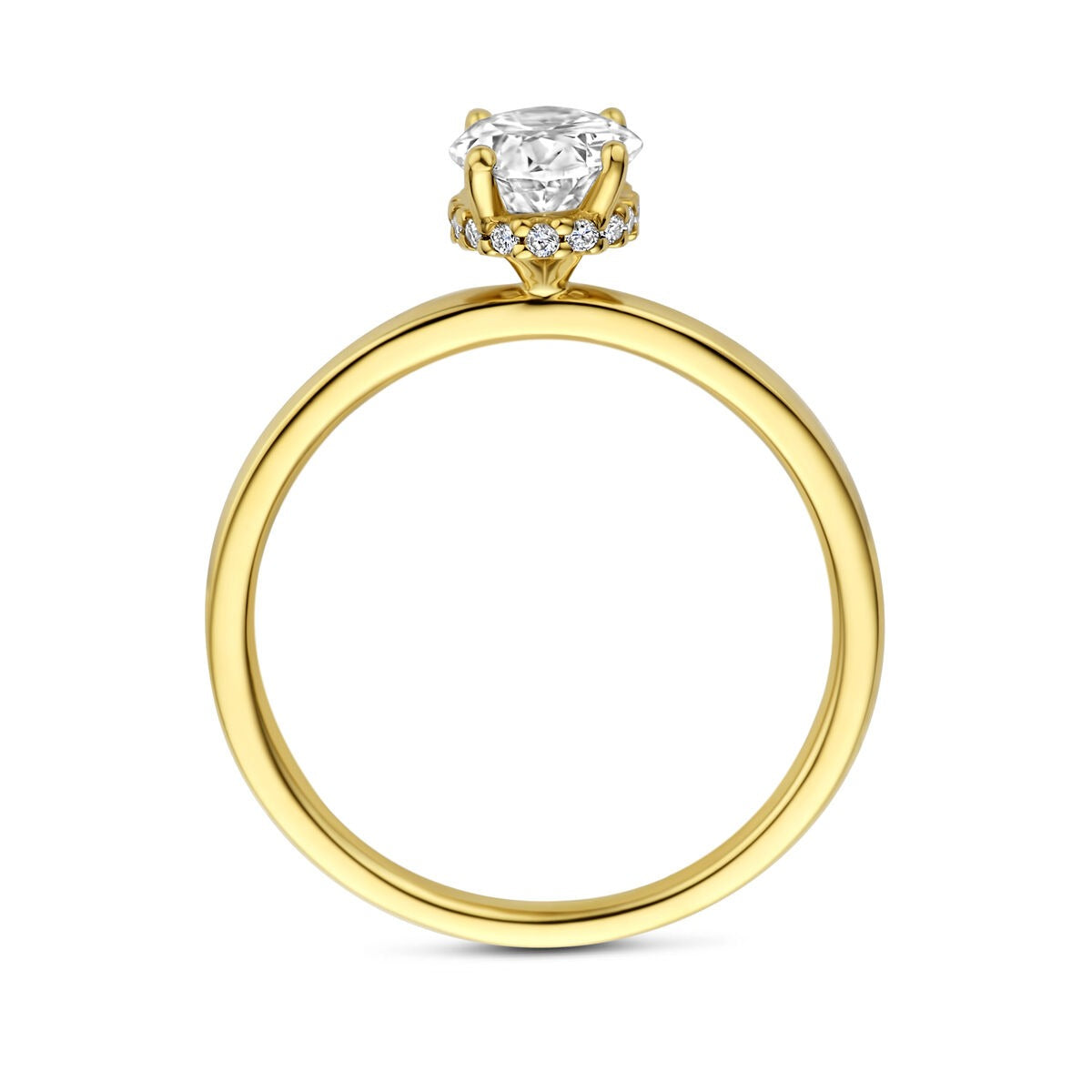 14k Gelbgoldring mit ovalem Labordiamanten