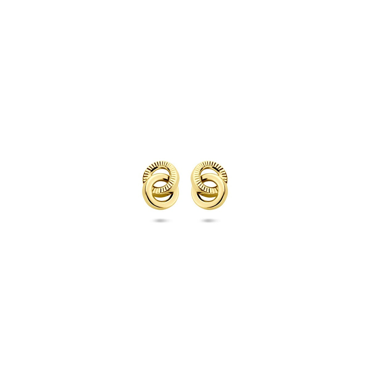 Ohrstecker aus 14 Karat Gelbgold mit einer Größe von 6 x 4,5 mm und geschwungener Form
